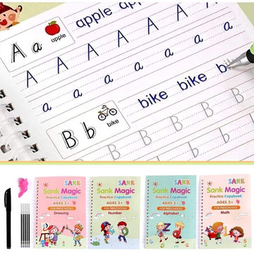 Magic Handwriting Practice Copybook(4 BOOKS) , Magic Book For Montessori children Tracing Handwriting | First Learning Books for Kids